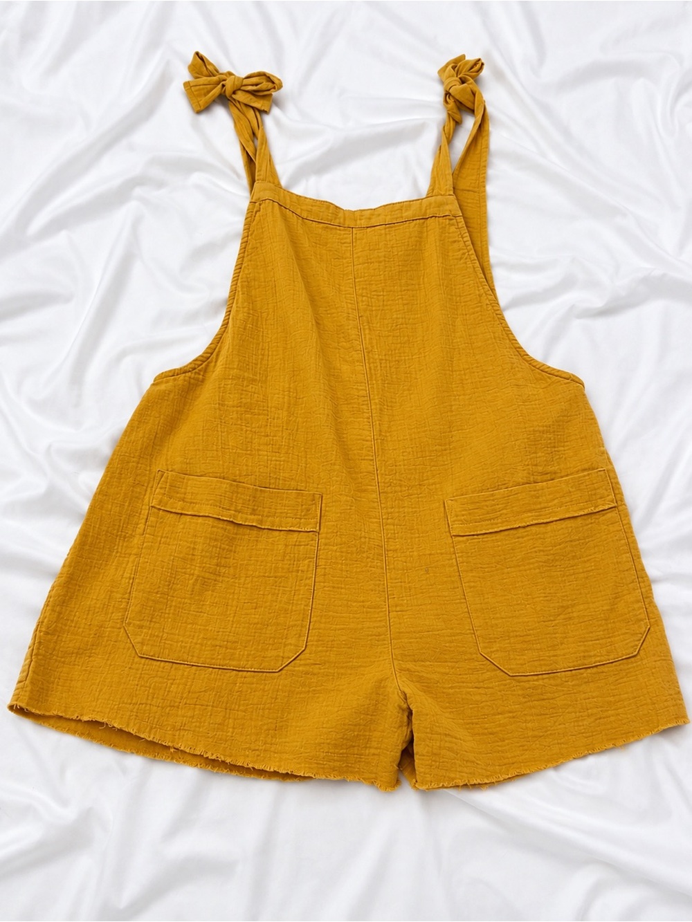 Billabong Mustard Yellow Tie-Shoulder Short Romper